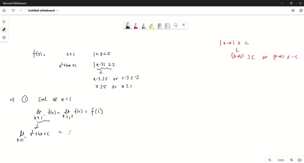 SOLVED: Determine The Values Of B And C Such That The Following ...