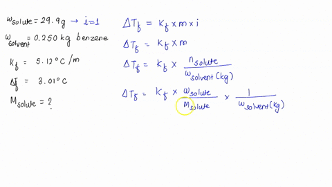 1-suppose-that-you-add-299-g-of-an-unknown-molecular-compound-to-0250-kg-of-benzene-which-has-a-kfkf-of-512-ocm-with-the-added-solute-you-find-that-there-is-a-freezing-point-depression-of-30-63876