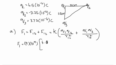 in-the-diagram-belowv-41-450-x-10-6-c4z-325-x-10-6-cand-g3-373-x-10-6c-charges-and-2-are-separated-by-300-cm-and-charges-and-3-are-separated-by-150-cm-the-constant-in-coulomb-law-k-is-899-x-90413