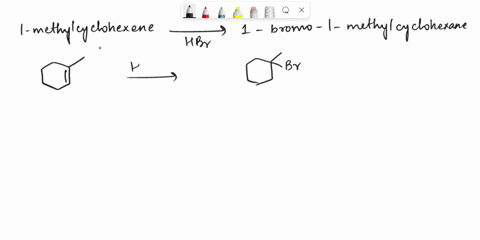 give-the-mechanism-of-the-reaction-that-occurs-when-1-methylcyclohexene-is-converted-to-1-bromo-1-methylcyclohexane-by-the-addition-of-hbr-4-pts-55321