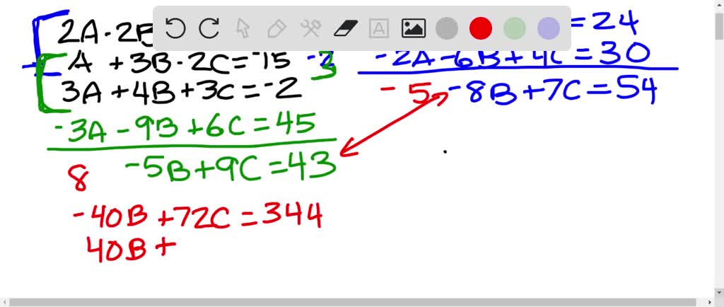 SOLVED: Solve For A - B - C From The Following Equations: 2A – 2B + 3C ...