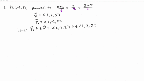 find-parametric-equations-and-symmetric-equations-for-the-line_-use-the-parameter-t-the-line-through-1-2-2-and-parallel-to-the-line-x-2-y-z-5-2-x-y-2-find-an-equation-of-the-plane-the-plane-12727