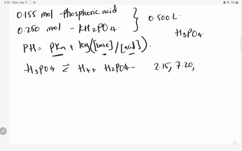 calculate-the-ph-of-a-buffer-solution-prepared-from-0155-mol-of-phosphoric-acid-0250-mole-of-kh2po4-and-enough-water-to-make-0500-l-of-solution