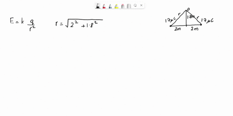 two-charges-are-located-on-horizontal-axis-p-18-m-17-pc-17-pc-1-2-m-2-m-determine-the-electric-field-at-p-on-vertical-axis-as-shown-in-the-figure-where-up-is-positive-the-coulomb-constant-is-76496