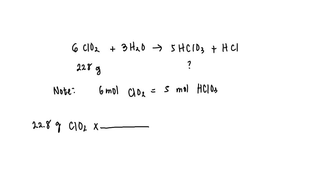Calculate the grams of chloric acid produced from 22.8 g of chlorine