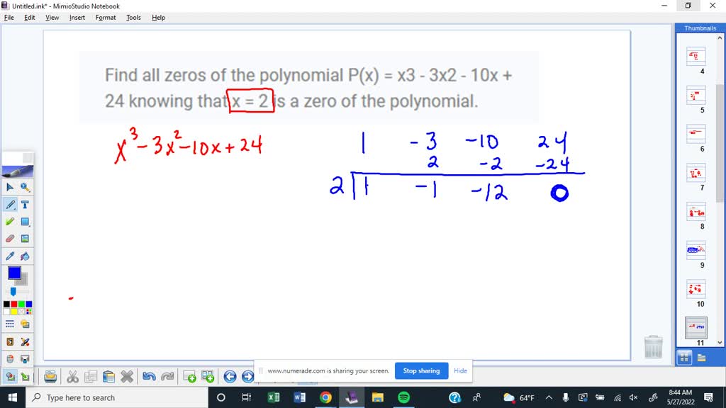 find the zeros of the polynomial px x 2 3x 2