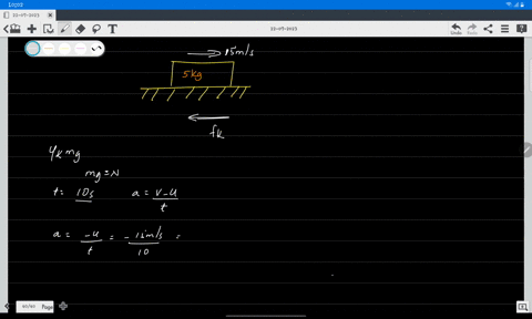 a-block-of-mass-m5kg-with-initial-velocity-1500-ms-is-sliding-on-a-horizontal-floor-10s-later-the-block-comes-to-a-stop-a-what-is-the-final-momentum-of-the-block-explain-b-determine-the-coef-68227