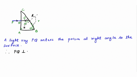 23-a-light-ray-at-first-traveling-in-air-enters-a-prism-at-a-right-angle-to-the-surface-as-shown-so-there-is-no-refraction-at-that-surface-then-at-the-diagonal-surface-the-ray-is-at-the-crit-96267