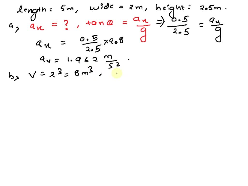 SOLVED An open rectangular tank mounted on a track is 5m long, 2m wide, and 2.5m high, and is