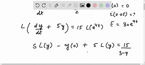a-first-order-differential-equation-involving-current-i-in-a-series-rl-circuit-is-given-by-didt-5i-e2-and-i-0-at-time-t-0-use-laplace-transforms-to-solve-for-i-at-t-005-when-e-30e4t-59464