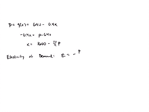 use-the-price-demand-equation-to-find-the-values-of-x-for-which-demand-is-elastic-and-for-which-dema-87646