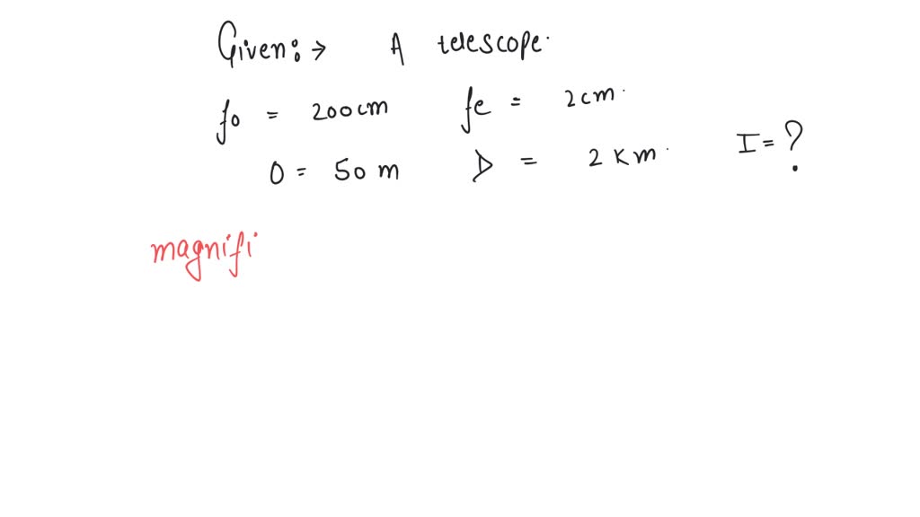 SOLVED A telescope has an objective lens of focal length 200 cm and an