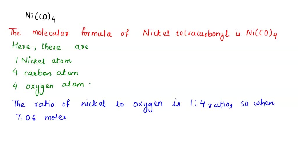 SOLVED This is the chemical formula for nickel tetracarbonyl (a