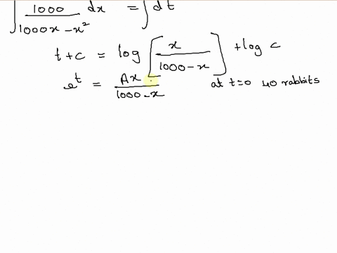 a-population-x-of-rabbits-on-an-island-is-modeled-by-x-x-11000x2-where-the-independent-variable-is-time-in-months-at-time-t-0-there-are-40-rabbits-on-the-island-a-find-the-solution-to-the-eq-46443