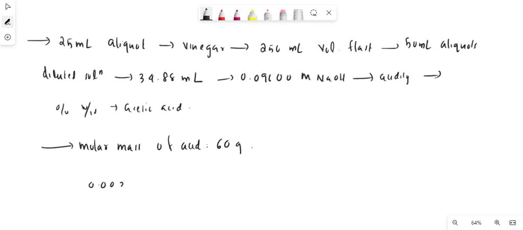 SOLVED: A 25.0-mL aliquot of vinegar was diluted to 250 mL on a ...