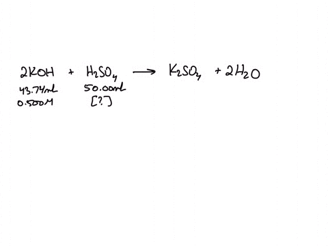 in-an-acid-base-neutralization-reaction-4374-ml-of-0500-m-potassium-hydroxide-reacts-with-5000-ml-of-sulfuric-acid-solution-what-is-the-concentration-of-the-h2so4-solution-114m-0219-m-0875-m-60746