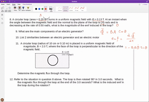 a-circular-loop-area-020-mz-turns-in-a-uniform-magnetic-field-with-b-013-t-at-an-instant-when-the-angle-between-the-magnetic-field-and-the-normal-to-the-plane-of-the-loop-is-t-rads-and-is-de-98727