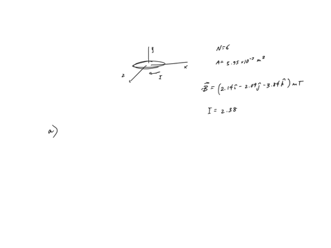 chapter-28-problem-061-the-coil-the-figure-carries-curent-238-the-direction-indicated_-parallel-to-an-xz-plane-has-turns-and-area-of-595-10-3-m2-and-lies-in-uniform-magnetic-field-384k-mt-wh-92868