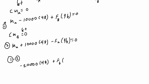 the-beam-is-supported-by-a-fixed-support-at-a-and-a-roller-support-at-b-a-10000-lb-oad-is-applied-at-point-c-find-the-reaction-forces-at-a-and-bdraw-the-shear-and-moment-diagramsand-find-the-12863