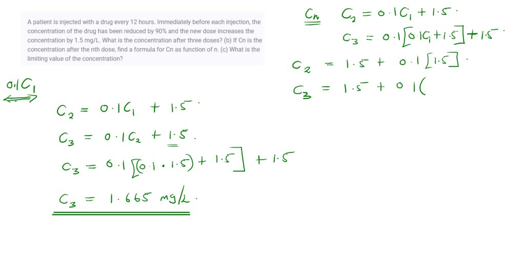 A patient is injected with a drug every 12 hours. Immediately before