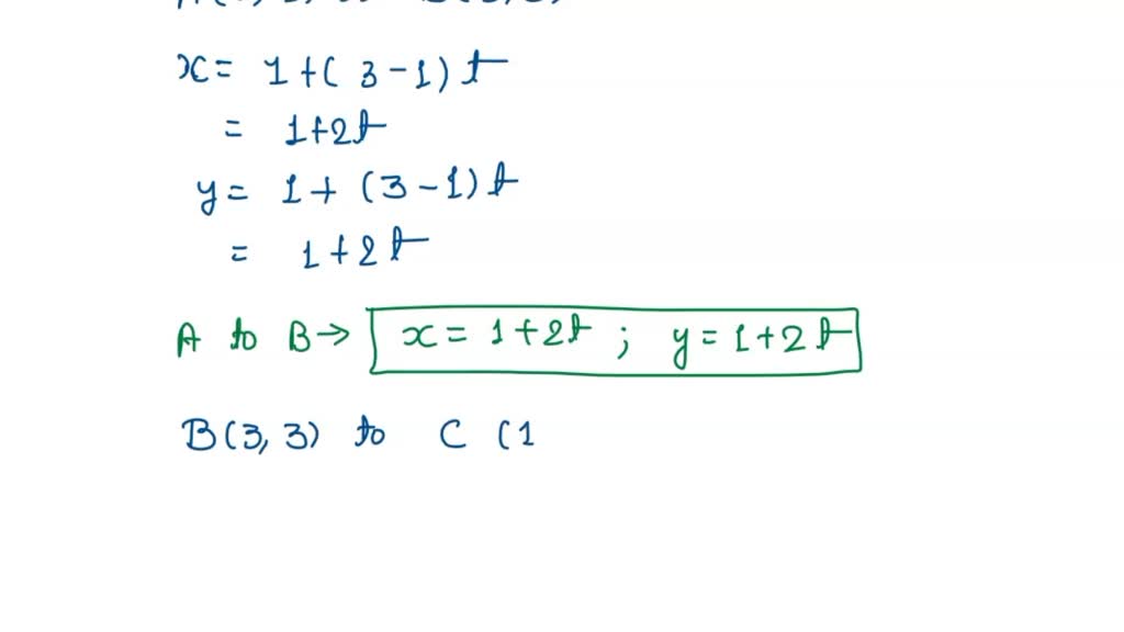 SOLVED The parametric equations X=X1 Xilt, Y = Yi + (Y2 Yi)t where 0