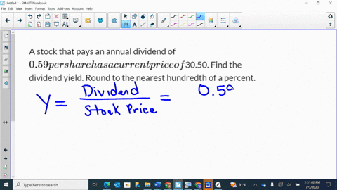 a-stock-that-pays-an-annual-dividend-of-059-per-share-has-a-current-price-of-3050-find-the-dividend-yield-round-to-the-nearest-hundredth-of-a-percent-31269