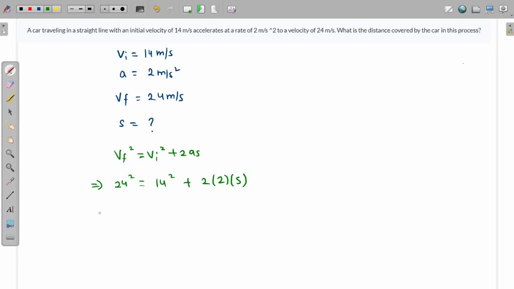 SOLVED A car traveling in a straight line with an initial velocity of