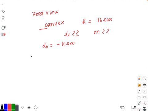 an-external-rearview-car-mirror-is-convex-with-a-radius-of-curvature-of-160m-determine-the-location-of-the-image-and-its-magnification-for-an-object-100m-from-mirror-33074