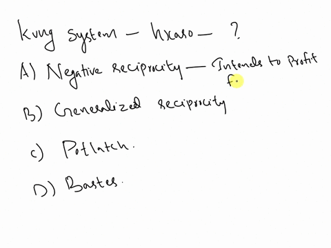 the-kung-system-of-trading-partnerships-called-hxaro-is-an-example-of-negative-reciprocity-generalized-reciprocity-potlatch-barter-88785