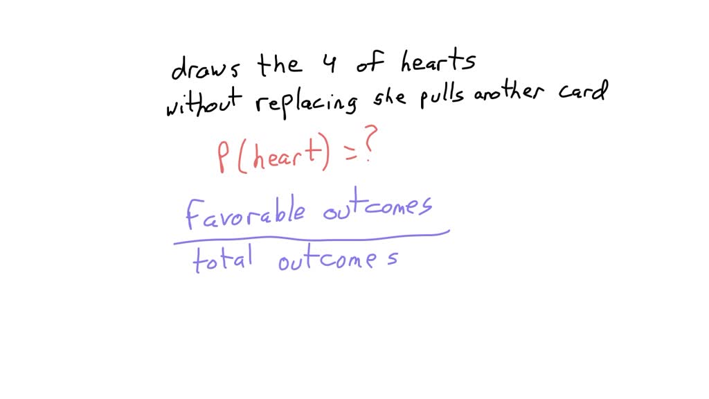 Sara draws the 4 of hearts from a standard deck of 52 cards. Without