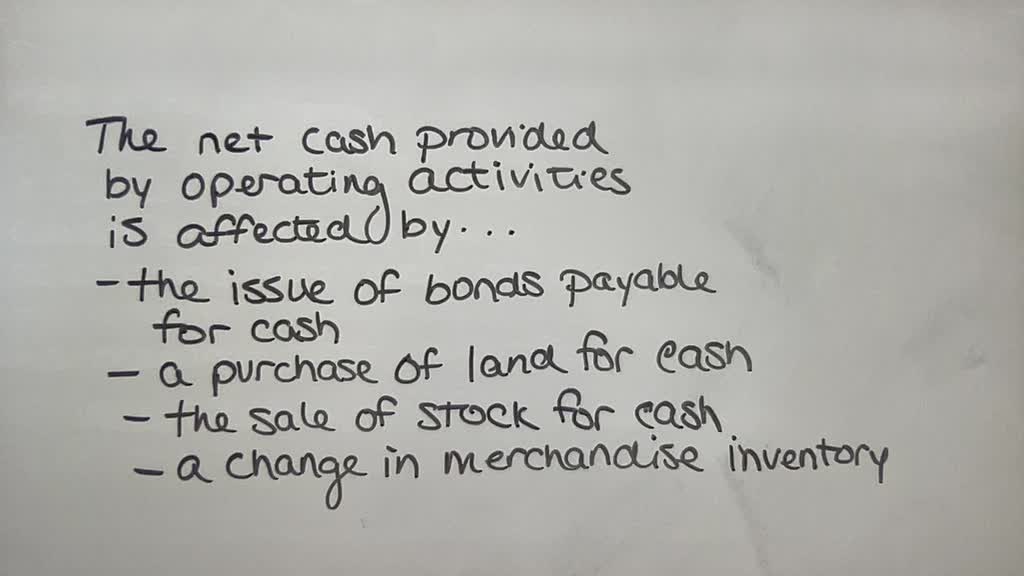 SOLVED The net cash provided by operating activities is affected by