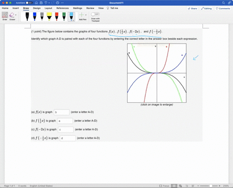1-point-the-figure-below-contains-the-graphs-of-four-functions-fr-f-zz-f-2x-and-f-c-identify-which-graph-a-d-is-paired-with-each-of-the-four-functions-by-entering-the-correct-letter-in-the-a-29109