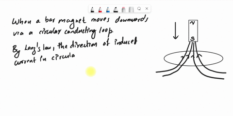 a-bar-magnet-is-moved-downward-through-a-conducting-loop-as-shown-as-a-result-current-forms-in-the-loop-what-will-be-the-direction-of-the-magnetic-field-that-is-induced-by-the-current-b-upwa-40297