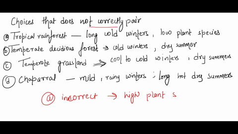 which-of-the-following-choices-does-not-correctly-pair-a-biome-with-some-of-its-characteristics-tropical-rainforest-long-cold-winters-low-plant-species-diversity-temperate-deciduous-forest-c-75344