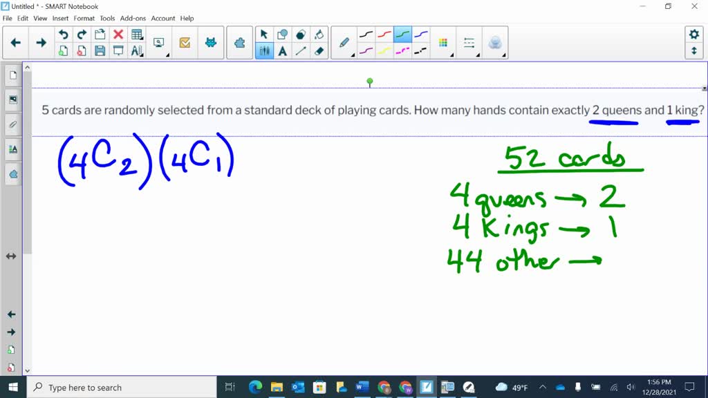 5 cards are randomly selected from a standard deck of playing cards