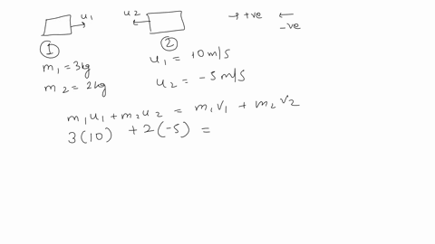 two-block-of-mass-3-kg-and-2-kg-are-moving-toward-each-other-along-a-horizontal-frictionless-surface-with-velocities-of-10-ms-and-5-ms-respectively-find-the-velocity-of-the-lighter-block-aft-55336