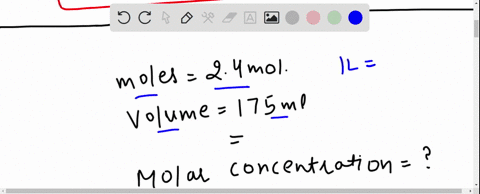 what-is-the-molar-concentration-of-a-solution-that-contains-24-mol-in-175-ml-solution-72846