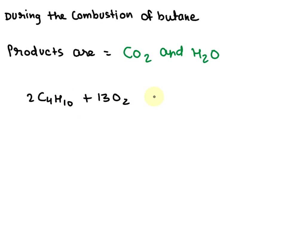 SOLVED The combustion of butane gas, C4H10 in oxygen gas, O2, produces
