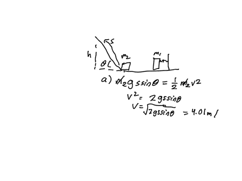 4-a-block-with-mass-iv2-067-kg-sits-at-the-bottom-of-a-ramp-with-angle-0-21-we-launch-block-with-mass-m1-042kg-with-compressed-spring-at-the-distance-d-32m-from-bottom-of-the-ramp-we-release-10763