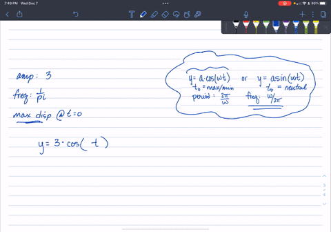 write-an-equation-for-the-simple-harmonic-motion-that-satisfies-the-given-conditions-amplitude-3-inches-frequency-1pi-cycle-per-second-assume-that-the-maximum-displacement-occurs-when-t0