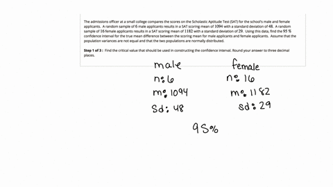 the-admissions-officer-at-a-small-college-compares-the-scores-on-the-scholastic-aptitude-test-sat-for-the-schools-male-and-female-applicants-a-random-sample-of-6-male-applicants-results-in-a-84196