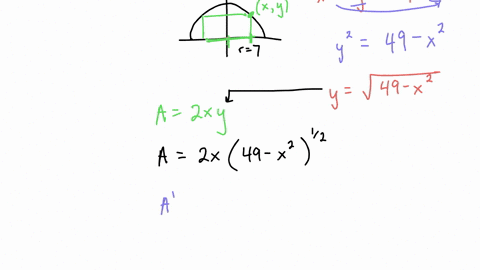 ageometry-student-wants-t0-draw-rectangle-inscribed-in-a-semicircle-of-radius-7-if-one-side-must-be-on-the-semicircle-diameter-what-is-the-area-of-the-largest-rectangle-that-the-student-can-75354