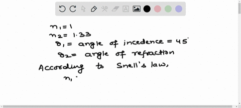 a-ray-of-light-travels-through-air-n-100-and-approaching-the-boundary-with-water-n-133-the-angle-of-incidence-is-450-determine-the-angle-of-refraction-54317