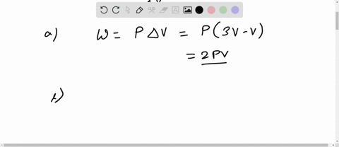 adiatomic-ideal-gas-at-pressure-p-and-volume-v-is-expanding-to-three-times-its-initial-volume-under-constant-pressure-a-in-terms-of-p-and-v-calculate-the-work-w-done-by-the-gas-b-in-terms-of-05304