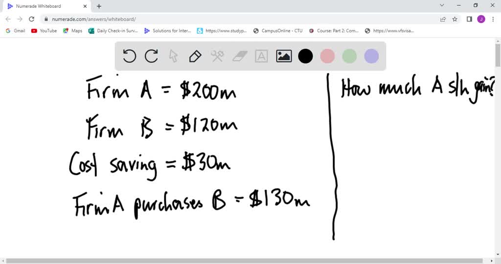 SOLVED: Firm A Has A Value Of 200 Million, And B Has A Value Of120 ...