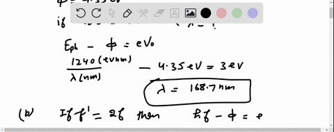 photons-hit-tungsten-which-has-a-work-function-of-435-ev_-a-if-the-stopping-potential-is-300-v-what-is-the-wavelength-of-the-light-being-used-b-if-the-frequency-of-the-light-is-doubled-what-76231