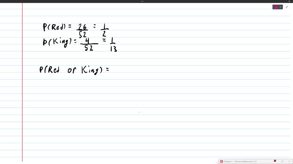 SOLVED In a deck of 52 cards, what is the probability of drawing a red