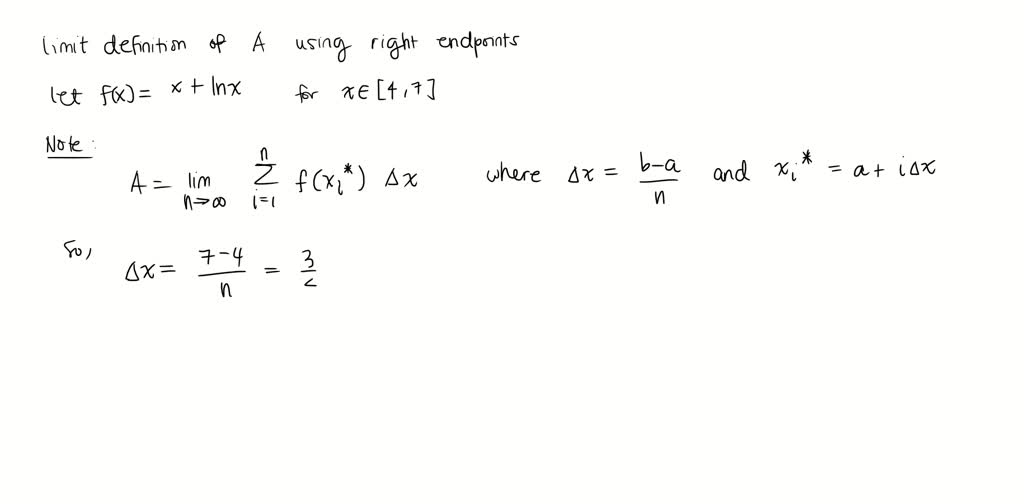 SOLVED: Use thls definition with right endpoints to find an expression ...