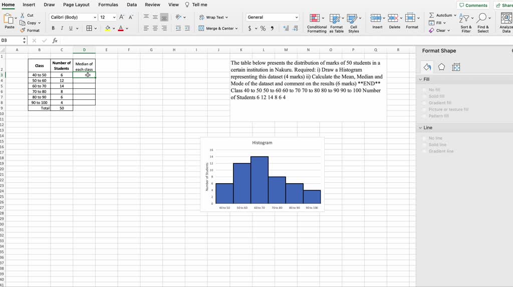 SOLVED: The table below presents the distribution of marks of 50 ...