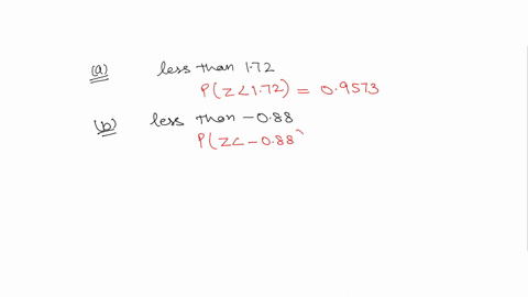 find-the-probabilities-that-a-random-variable-having-the-standard-normal-distribution-will-take-on-a-value-ka-less-than-172-b-less-than-088-c-between-130-and-175-d-between-025-and-045-38657